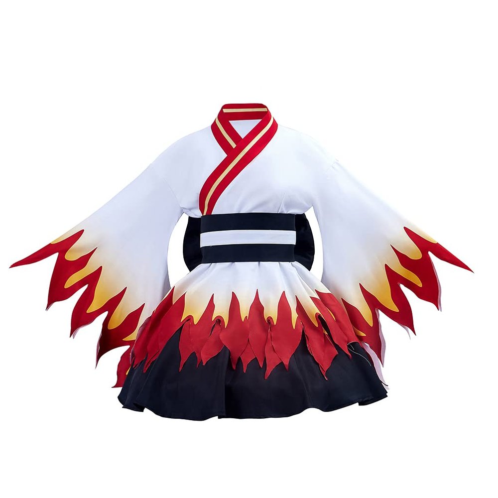 1791's lady Rengoku Kyoujurou Costumes Hashibira Inosuke Cosplay Kimono Cosplay Outfit Black Halloween Party (Rengoku Kyoujurou, S)