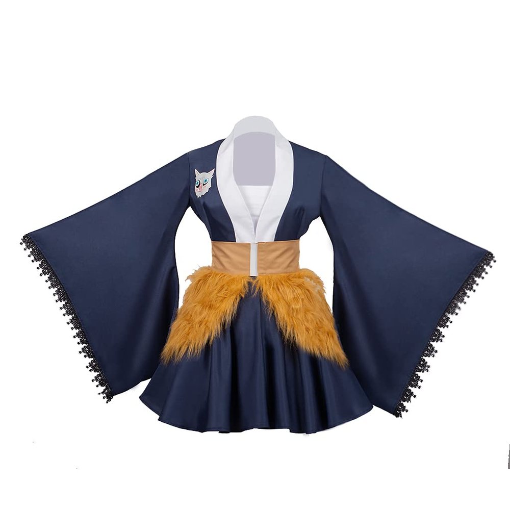 1791's ladyDemon Slayer Costumes Hashibira Inosuke Cosplay Kimono Cosplay Outfit Black Halloween Party (Hashibira Inosuke, M)