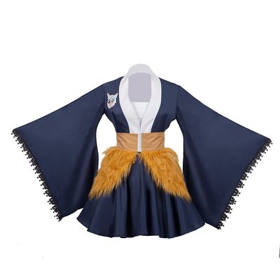 1791's ladyDemon Slayer Costumes Hashibira Inosuke Cosplay Kimono Cosplay Outfit Black Halloween Party (Hashibira Inosuke, XXL)