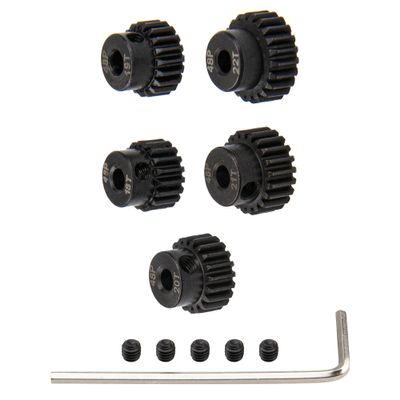 5Pack ShareGoo Steel 48P 3.175mm Pinion Gear Sets 18T 19T 20T 21T 22T fit 3.175mm (1/8-Inch) Shaft Compatible with Arrma HPI Kyosho Losi Axial Traxxas Tamiya Associated 1/10 RC Car Monster Truck Buggy