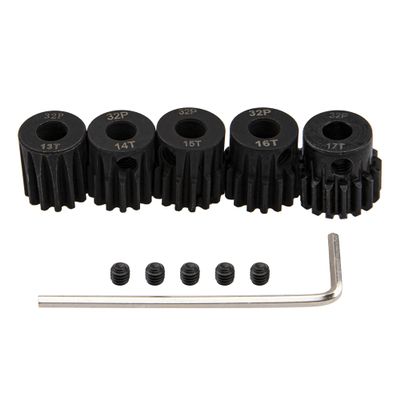 5Pack ShareGoo Steel 32P 5mm Pinion Gear Sets 13T 14T 15T 16T 17T fit 5mm Shaft Compatible with HPI Kyosho Losi Axial Traxxas Tamiya 1/8 1/10 RC Car Monster Truck Buggy