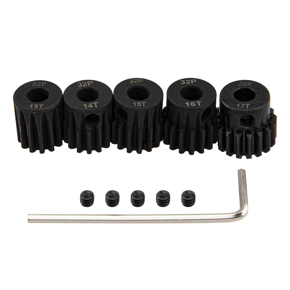 5Pack ShareGoo Steel 32P 5mm Pinion Gear Sets 13T 14T 15T 16T 17T fit 5mm Shaft Compatible with HPI Kyosho Losi Axial Traxxas Tamiya 1/8 1/10 RC Car Monster Truck Buggy