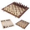 3 in 1 Chess, Checkers and Backgammon Sets, Wooden Chess Set with Interior for Storage, Travel Chess Board Game, Foldable Chess Table, for Adult and Kids,17.3"x17.3" view 1