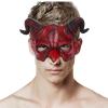Alodidae Devil Demon Mask Half Face Scary Horn Ghost Mask for Halloween Masquerade Cosplay Costume (Red) view 2