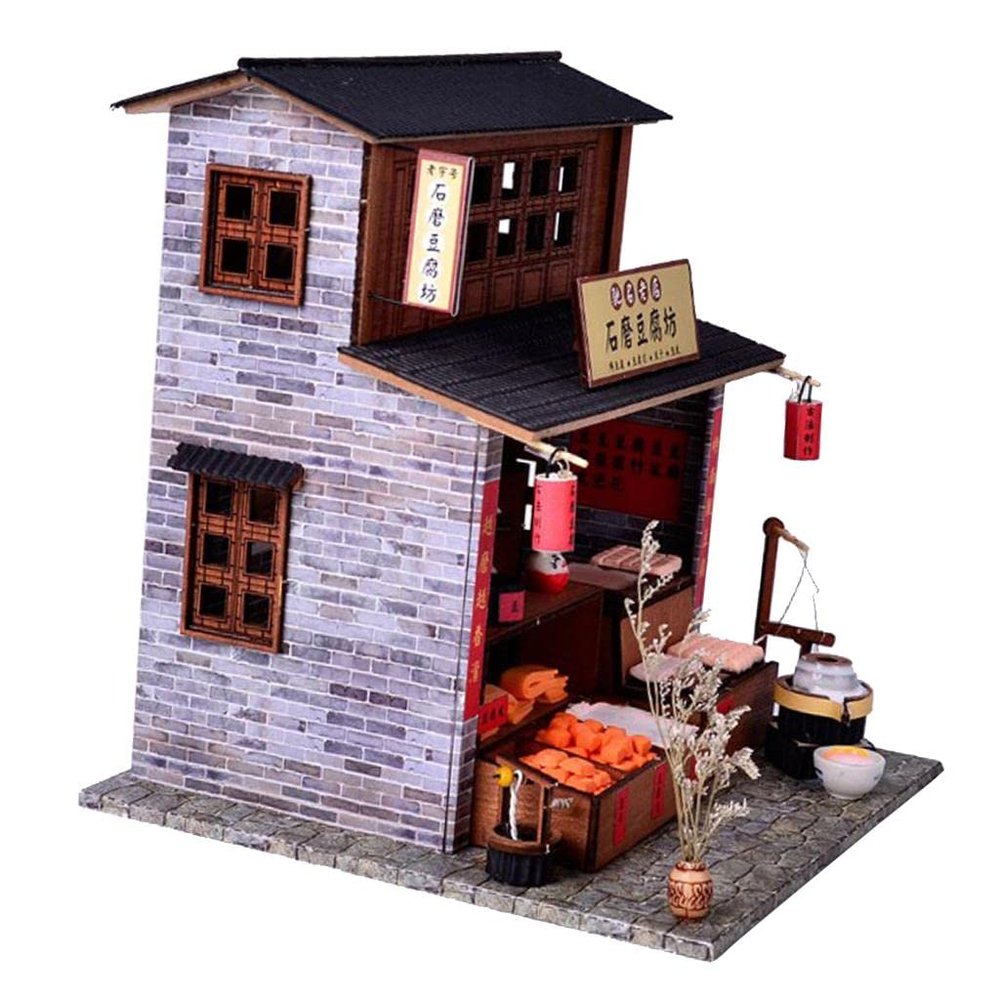 1:24 DIY Miniature Dollhouse Furniture Kit Tofu Shop Kids Birthday Gifts