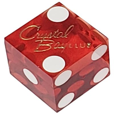 Authentic Nevada Casino Table-Played 19mm Matching Serial Numbers Craps Dice (Sets 2, 3, 4 or 5) with Black Velvet Pouch (Set of 3, Crystal Bay Club (Red Polished))