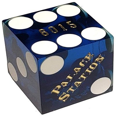 Cyber-Deals Authentic Nevada Casino Table-Played 19mm Matching Serial Numbers Craps Dice (Sets 2, 3, 4 or 5) with Black Velvet Pouch (Set of 5 (Full Stick), Palace Station (Blue Polished))
