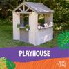 Jack & June Cedar Wood Playhouse with Built-in Countertop and Sliding Barn Door  Adorable, Durable, and Perfect for Imaginative Play  Ideal for Kids of All Ages! view 3