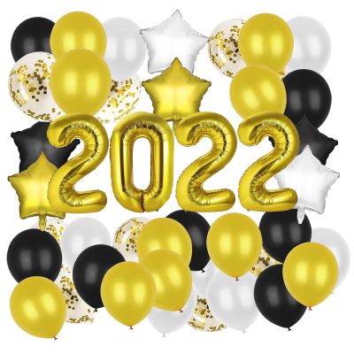 2022 Balloons New Year's Eve Party Supplies Decorations 2022 Graduation Balloons Supplies Balloons Night Anniversary Party 2022 Party Favor New Year Eve Festival Party Supplies Red Gold Balloons