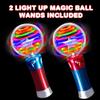 ArtCreativity 7.5 Inch Light Up Magic Ball Toy Wands for Kids, Set of 2, Flashing LED Wands for Boys and Girls, Thrilling Spinning Light Show, Batteries Included, Fun Gift or Birthday Party Favor view 2