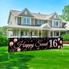 16th Birthday Decorations Sweet 16 Banner Party Supplies, Rose Gold Happy Sweet Sixteen Birthday Party Decor for Girl, 16 Year Old Birthday Yard Sign for Indoor Outdoor view 1