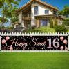 16th Birthday Decorations Sweet 16 Banner Party Supplies, Rose Gold Happy Sweet Sixteen Birthday Party Decor for Girl, 16 Year Old Birthday Yard Sign for Indoor Outdoor view 3