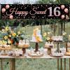 16th Birthday Decorations Sweet 16 Banner Party Supplies, Rose Gold Happy Sweet Sixteen Birthday Party Decor for Girl, 16 Year Old Birthday Yard Sign for Indoor Outdoor view 4