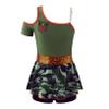 ACSUSS Kids Girls Police Officer Costume Asymmetrical Shoulder Camouflage Print Skirt Hem Short Jumpsuit Army Green 6 Years view 1