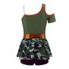 ACSUSS Kids Girls Police Officer Costume Asymmetrical Shoulder Camouflage Print Skirt Hem Short Jumpsuit Army Green 6 Years view 2