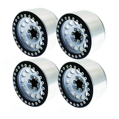 1.9 Beadlock Wheels Rims, for 1/10 RC Crawler Car Traxxas TRX4 D90 Axial SCX10 SCX10 II 90046 SCX10 III AXI03007,Aluminum Alloy (Silver)