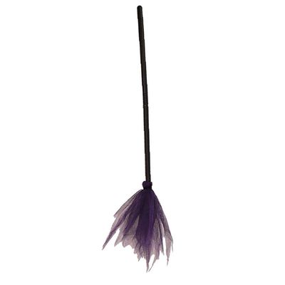 Froiny Halloween Witch Broom Model Plastic Wizard Broom Props Cosplay Costume Accessories for Party Halloween Decoration, Purple, 89x31cm