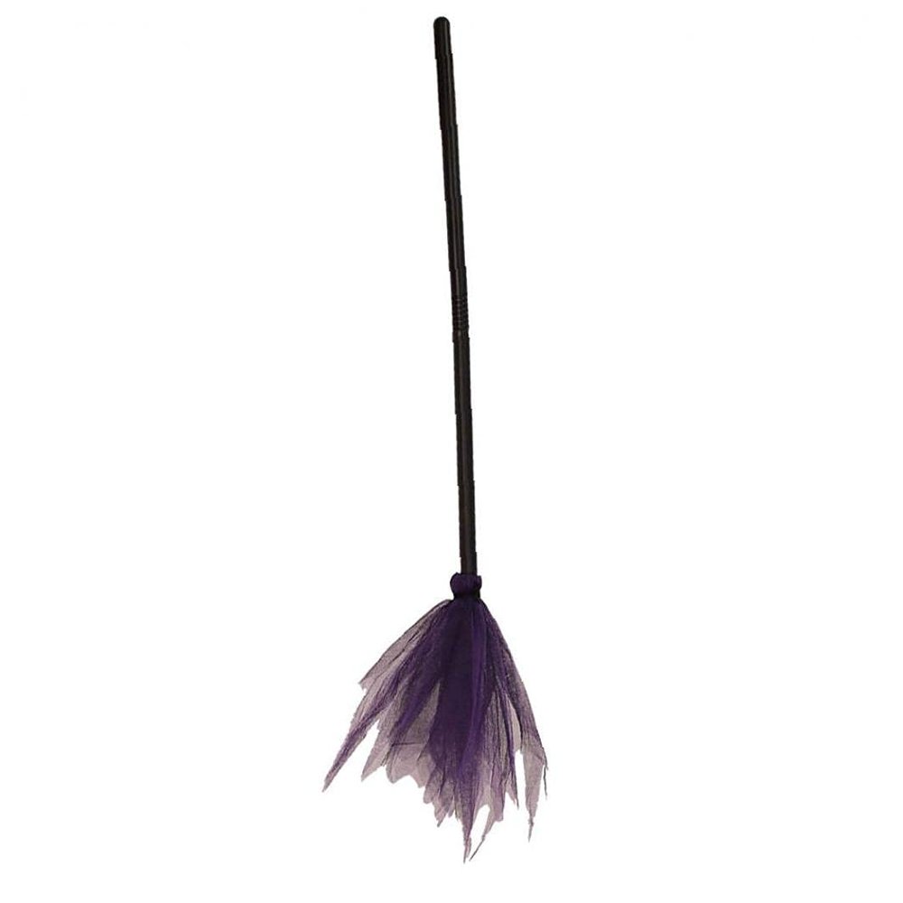 Froiny Halloween Witch Broom Model Plastic Wizard Broom Props Cosplay Costume Accessories for Party Halloween Decoration, Purple, 89x31cm