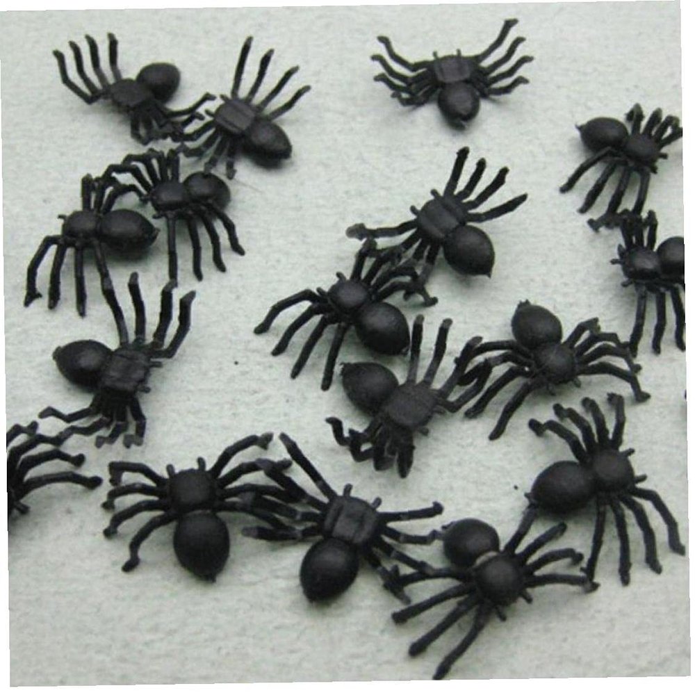 50pcs Plastic Black Spider Beads Kids Halloween Funny Prank Trick Toy Haunted House Decoration Prop
