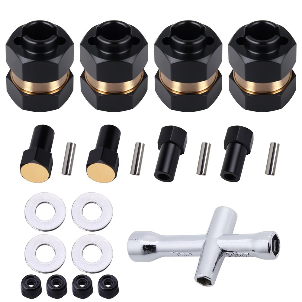 4pcs Hobbyfire 7mm Wheel Hex Hub Extended Wheel Hubs Adapter for Axial SCX24 Gladiator C10 Bronco Deadbolt JLU AXI90081 AXI00001 AXI00002 AXI00005 AXI00006 1/24 RC Crawler Car Upgrades