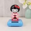 ABOOFAN Solar Powered Shaking Head Dancing Toy Decor Japanese Kokeshi Doll Figurines Statues Car Dashboard Decorations Pink view 2