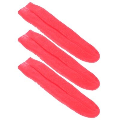 ABOOFAN Halloween Long Tongue Prop 3-Pack Artificial Red Rubber Tongue Prank Toy for Party Cosplay Decoration