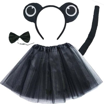 Big Eye Frog Costume Set Animal Headband Tail and Bow Tie Fancy Dress Cosplay Props Accessories for Kids Halloween Party (Small,4)