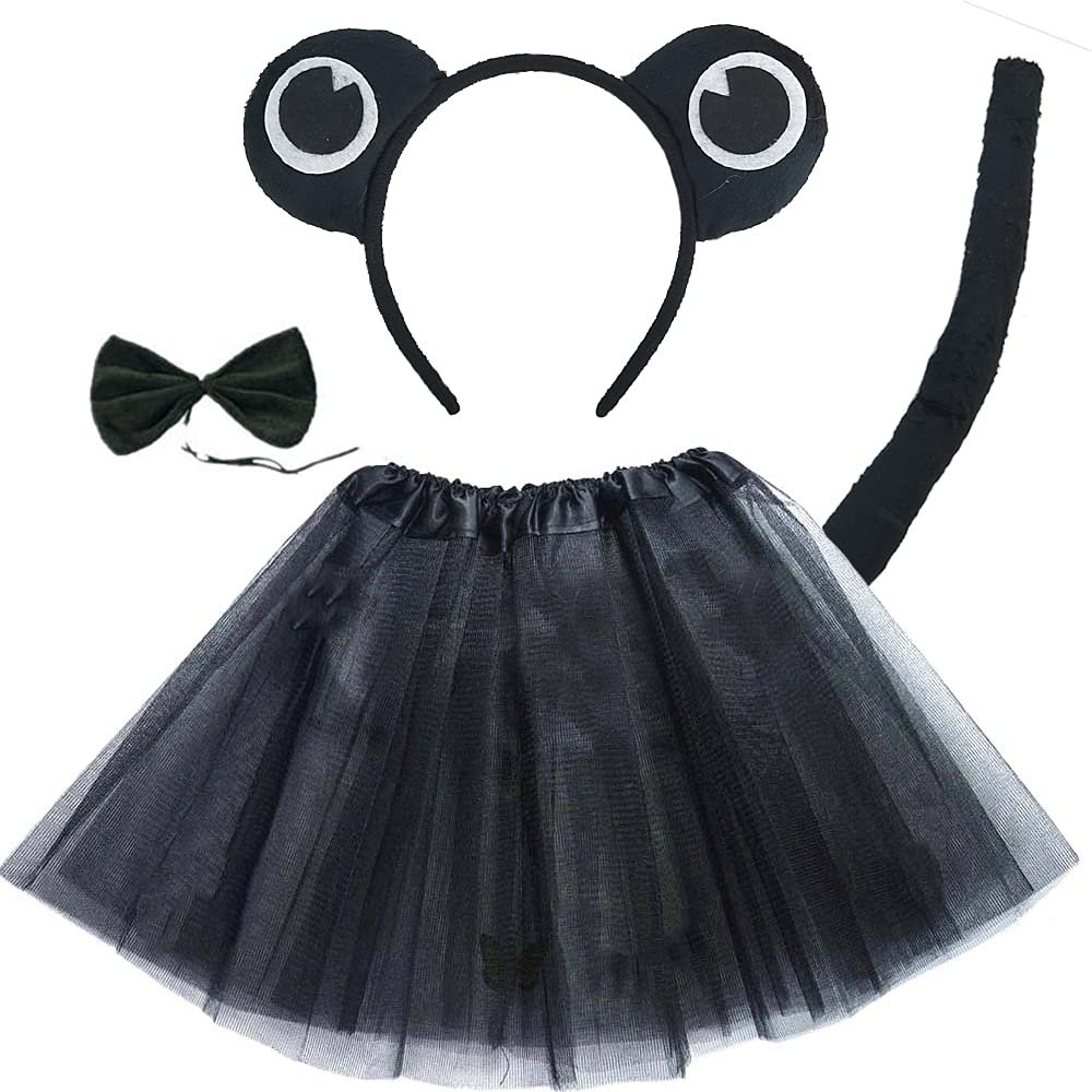 Big Eye Frog Costume Set Animal Headband Tail and Bow Tie Fancy Dress Cosplay Props Accessories for Kids Halloween Party (Small,4)