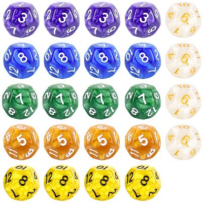 24 Pieces 12 Sided Game Dice Polyhedral Dice Set for DND RPG MTG and Other Table Games  Mixed Color 