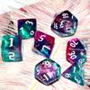 Galaxy Dice Set| Dark Green Mix Purple Crystal DND Dice Set for Board Game view 3