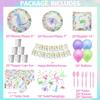 Dinosaur Birthday Party Supplies for Girls - Pink Dinosaur Party Decorations - Balloons Birthday Banner Plates Cups Napkins Tablecloth Tableware (Serves 20) view 2
