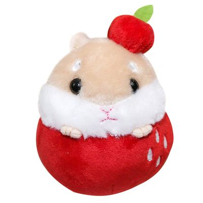 AngelGift Cuddly Hamster Soft Stuffed Animals Cushion Toy Doll, 4" /10cm Mouse Plushie Toys Best Birthday Gifts for The Children Kids Baby Toys (Apple)