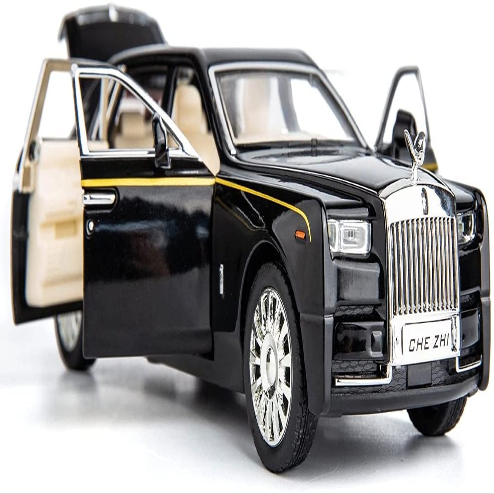 BDTCTK 1/32 Rolls-Royce Phantom Model Car,Zinc Alloy Pull Back Toy car with Sound and Light for Kids Boy Girl Gift (Black)