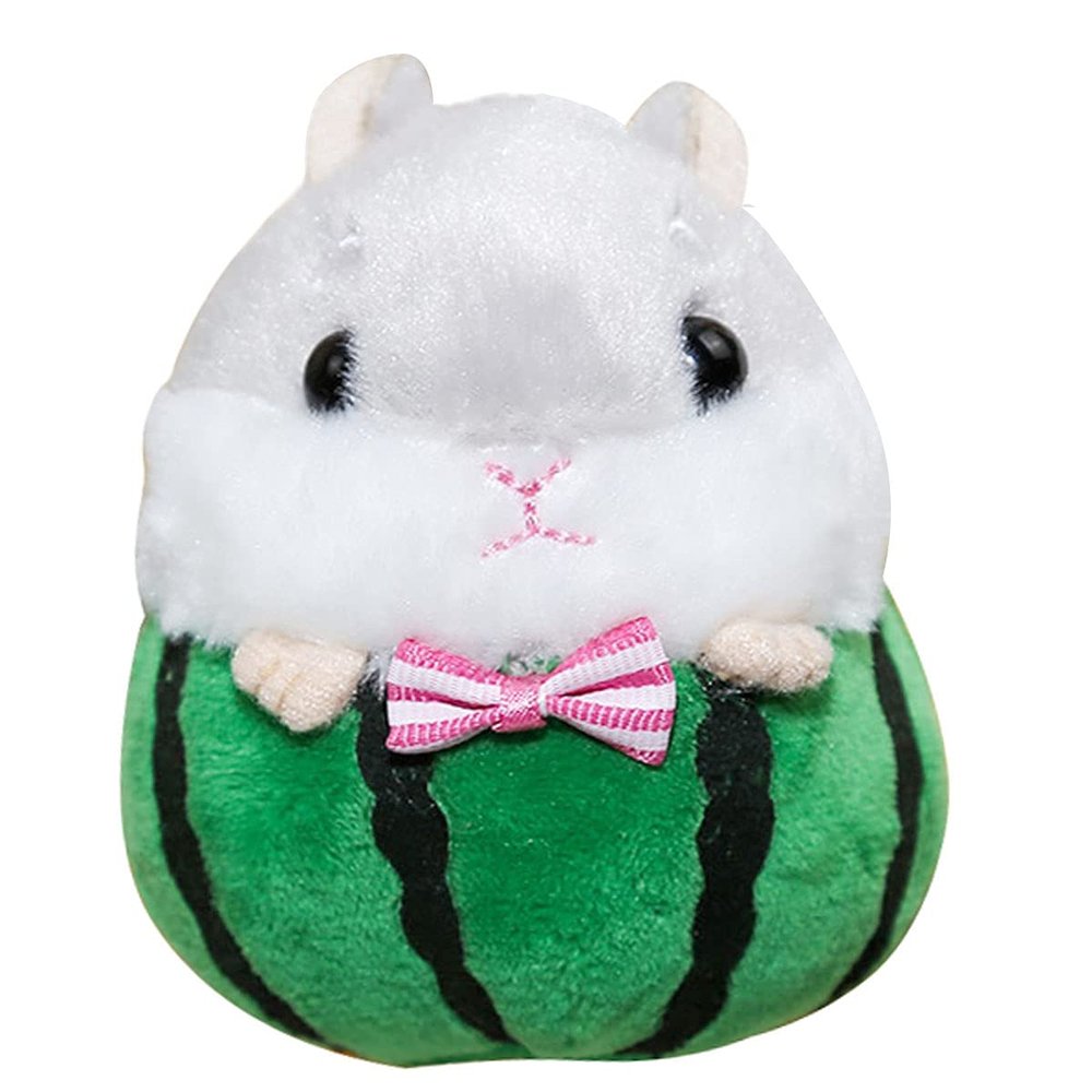 AngelGift Cuddly Hamster Soft Stuffed Animals Cushion Toy Doll, 4" /10cm Mouse Plushie Toys Best Birthday Gifts for The Children Kids Baby Toys (Watermelon)