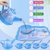 PRE-WORLD Tea Party Set for Little Girls, 46Pcs Princess Tea Time Toy Including Dessert,Cookies,Doughnut,Teapot Tray Cake,Tablecloth,Gloves & Carrying Case,Kitchen Pretend Play for Girls Boys Age 3-6 view 4