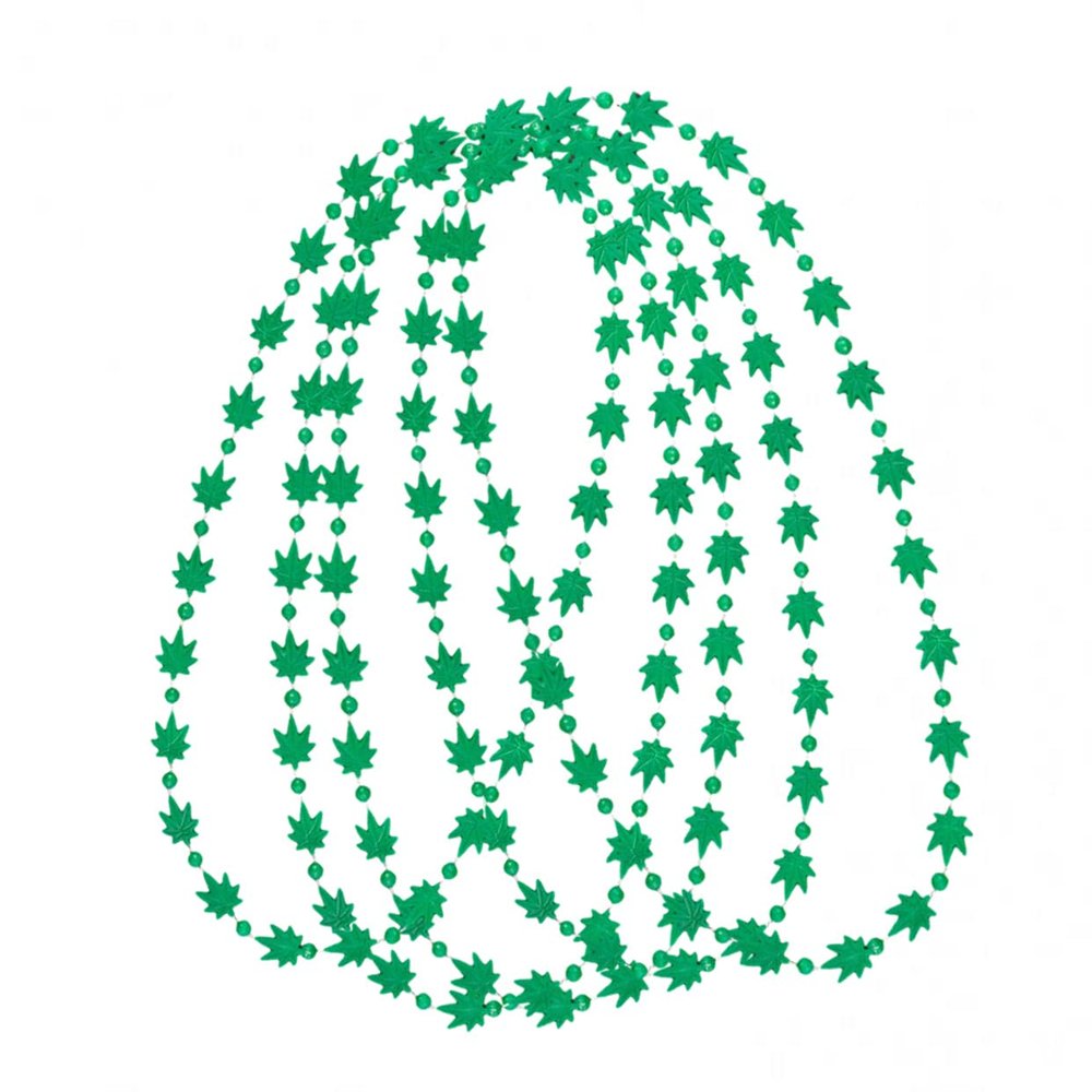 blinkee Pack of 36 Pot Leaf Bead Necklaces Green