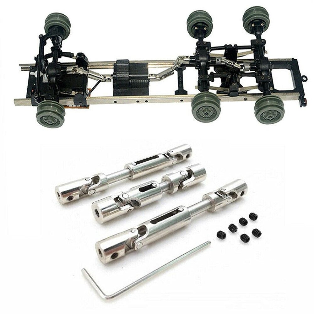 3 PCS Metal Rear Middle Drive Shaft Universal Transmission Accessories Kit for Fy-01/02/03/04/05 for Wltoys 12428 12423 12628 Rc Car