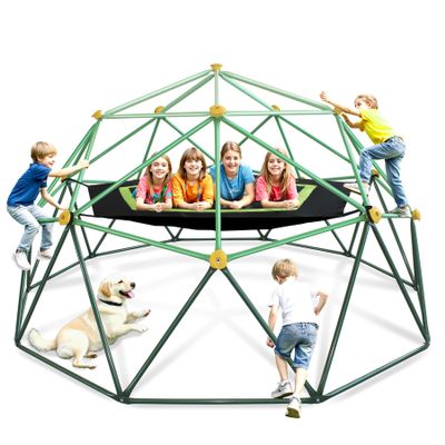 SMkidsport 10FT Kids Climbing Dome Jungle Gym, with Hammock, All-Weather Heavy Duty Outdoor Playset for Ages 3-12, IPX9 Steel Frame, Backyard, Park, Indoor Use