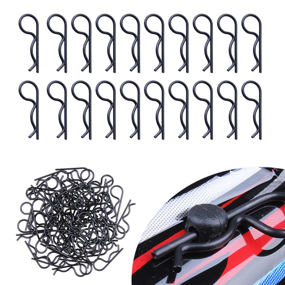 100PCS Universal RC Body Clips Pins for All 1/10 1/12 Scale Traxxas Redcat Axial SCX10 Losi HPI Himoto HSP Exceed RC Car Parts Truck Buggy Shell Replacement (Black)
