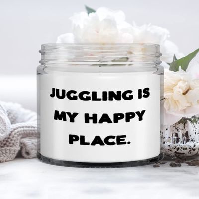 Unique Juggling Gifts, Juggling is My Happy Place, Holiday Candle For Juggling