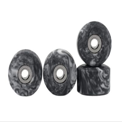 Teak Tuning Apex 71D Urethane Fingerboard Wheels, New Street Shape, 7.7mm Diameter, Ultra Spin Bearings - Made in The USA - Grey & White Swirl Colorway