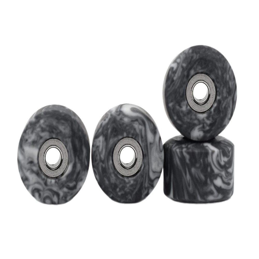 Teak Tuning Apex 71D Urethane Fingerboard Wheels, New Street Shape, 7.7mm Diameter, Ultra Spin Bearings - Made in The USA - Grey & White Swirl Colorway