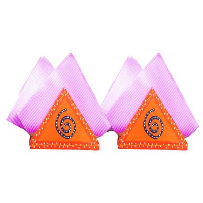 MANGDAI24 Wooden Handmade Tisupaper Holder for Home/Office/ Dinning Table (Set of 2 Piece) Orenge Color
