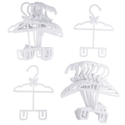 Dress Along Dolly Doll Full-Outfit Clothes Hangers for 18" Dolls - 24pk - Compatible w American Girl- Unique Design Holds Your Top & Bottom at Once Including Dresses, Pants, Shirts, Skirts- White
