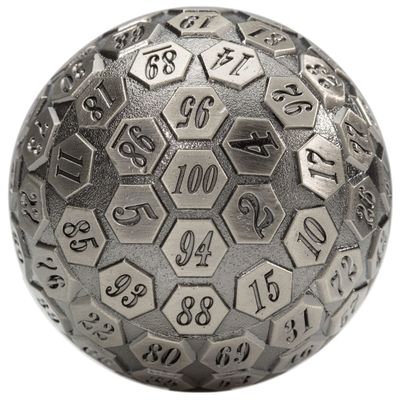Predestined Fate 45mm 100 Sided Metal Fantasy Polyhedral Orb Dice - Choose from 4 Styles! (Ancient Silver)