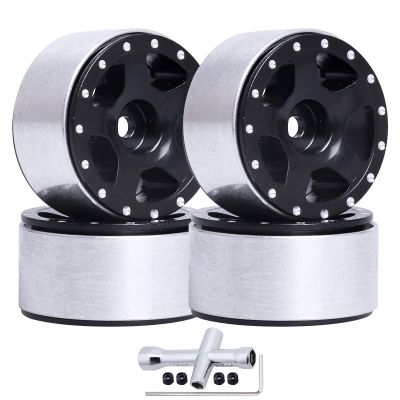 AllinRC Premium 1.0 Beadlock Wheels for RC Crawler Cars 1/24 Scale Axial SCX24 Gladiator Deadbolt Bronco C10 JLU AX24 Upgrade Parts, 4PCS