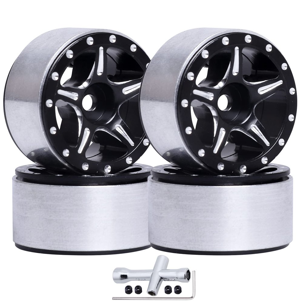 AllinRC 1.0 Beadlock Wheel Rims 1.0" Wheels for 1/24 Axial SCX24 Gladiator Deadbolt Bronco C10 JLU AX24 Upgrades RC Crawler Car
