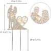 Mr and Mrs Cake Topper Rhinestone Metal Love Couple For Wedding/Engagement/Bridal Shower/Anniversary/Birthday Gold view 3
