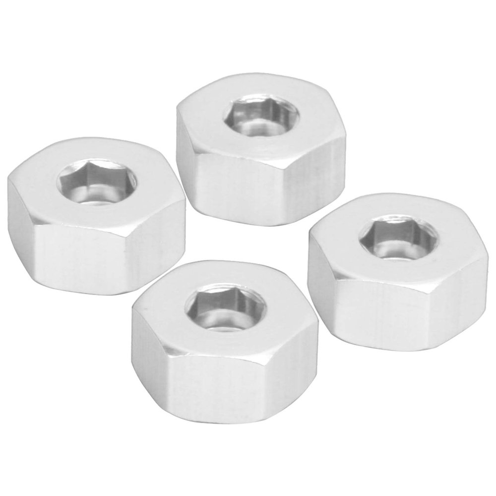 Bnineteenteam 4 Pcs RC Wheel Hex Hub, 5mm to 12mm Combiner Wheel Hub Hex Adapter RC Wheel Spacer for D12 1/10 RC Trucks(Silver S)