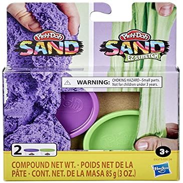 Hasbro Play-Doh Sand 2-Pack Assortment - 1 tub Purple Sand and 1 tub Green Sand Ez Stretch